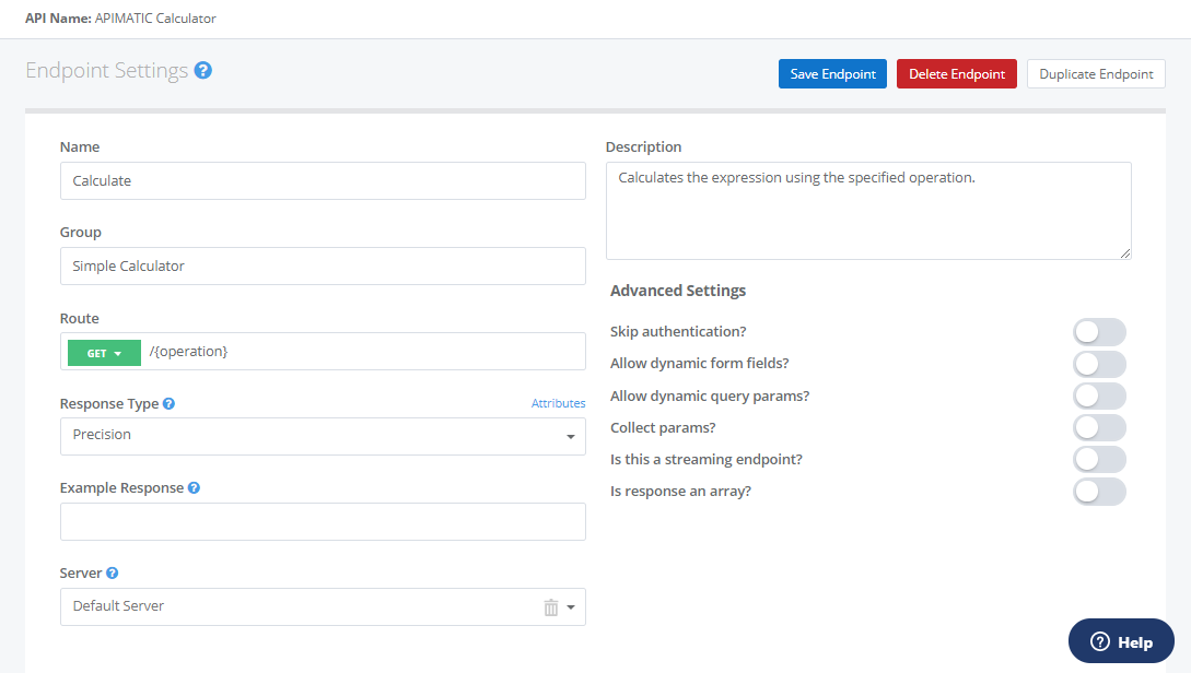 Endpoint Settings